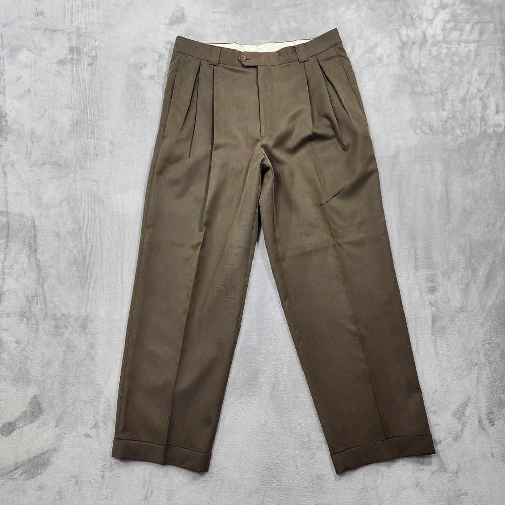 Vintage Ballin for Nordstrom Pants Mens 34x29 Brown Classic Pleated Lined Cuffed